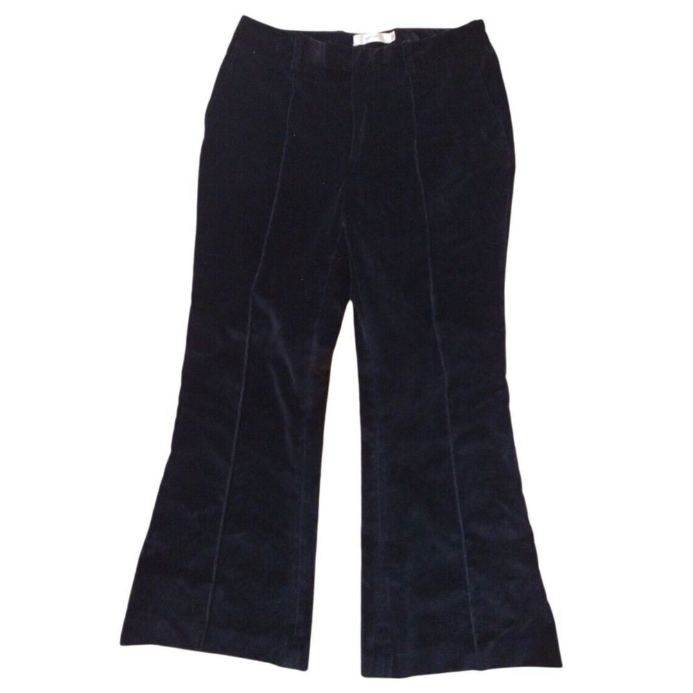 Suistudio Pants Women‎ Size 4-6 Black Velvet Wide Leg Belt Hoops Party Casual